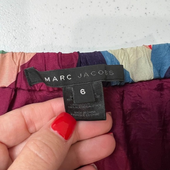 Marc Jacobs Women's Silk Blend Tiered Abstract A-Line Skirt Multicolor Size 6 - Picture 9 of 11